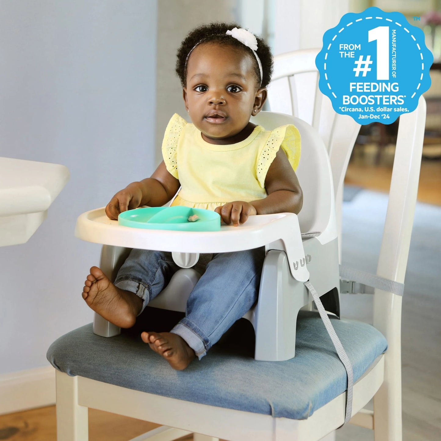 Deluxe Learn-To-Dine Feeding Seat, Ages 6 Months to 3 Years, Orange and Teal