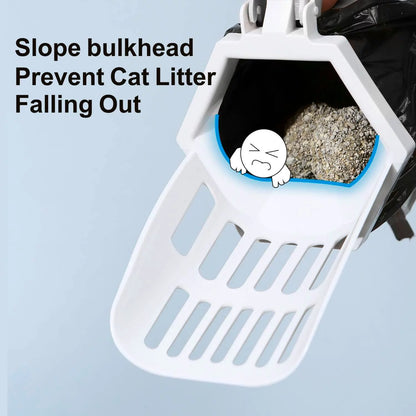 3-In-1 Cat Litter Scoop with Holdor - Large Portable Integrated Cat Litter Scooper with 200 Refill Bags Kitty Litter Scoop Shovel for 1~2 Cats or Kitten (Yellow)