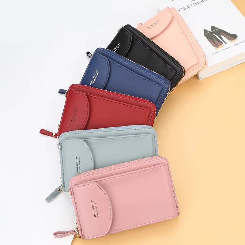 Elegance On-the-Go – Luxe PU Leather Crossbody Shoulder Bag with Phone & Card Organizer